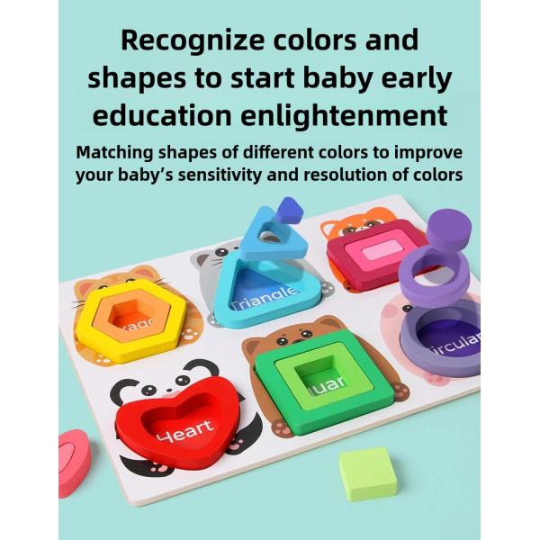 Wholesale Wooden Animal Puzzles Children Shape Cognitive Toy Colorful Wooden Shape Matchin Toy