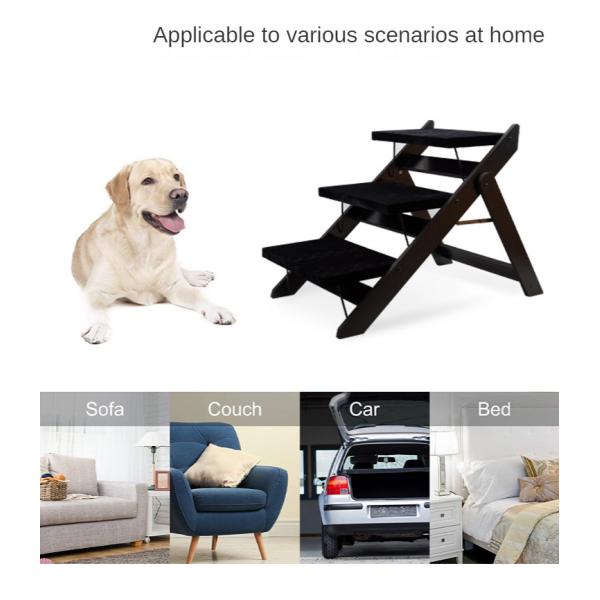 52cm Foldable Dog Car Steps Ramp 7kg Wooden Dog Steps For Bed