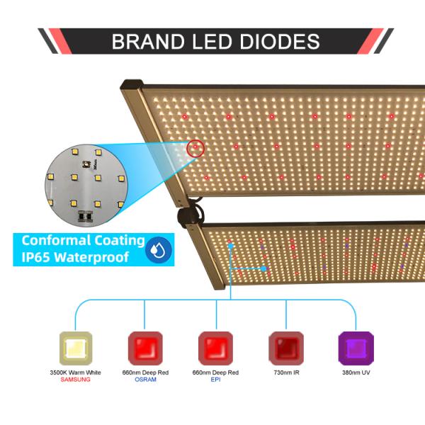 480w Dimmable Quantum Board UV IR 3x3 4x4 LED Grow Light with Timer