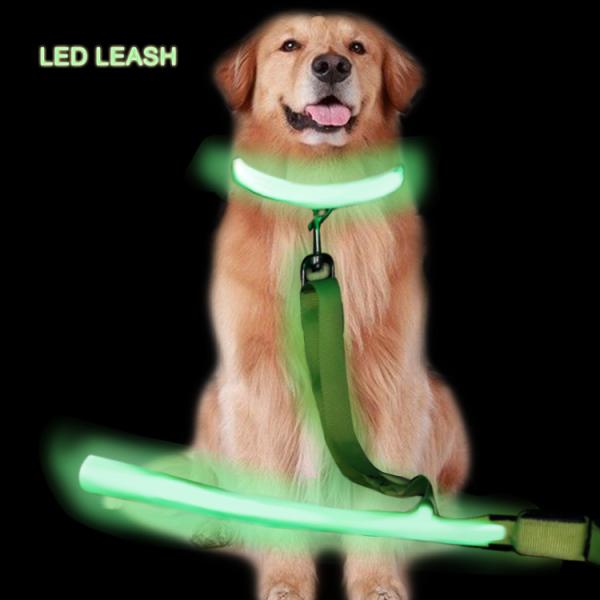 LED Lighted Nylon Fabric Safety Pet Dog Leash With Bright Shining Light