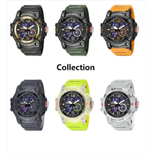Multi Functional Plastic Quartz Watch 3ATM Quartz Movement Lcd Mens