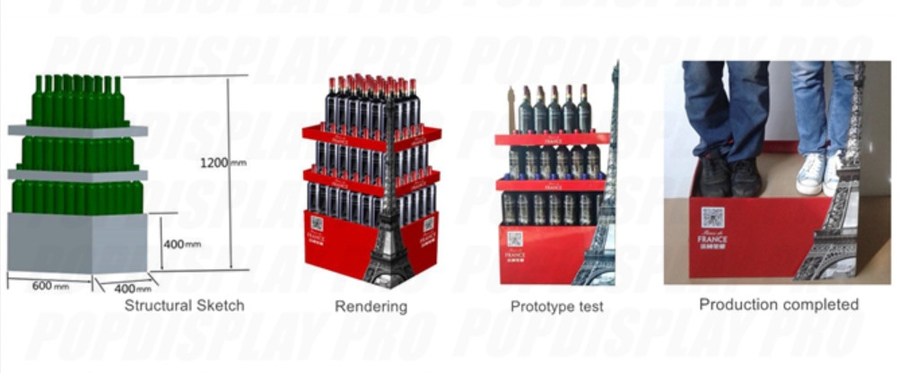 Product Case Stacking Cardboard Dump Bins Holding Capability 120kgs For Fuel Equipments