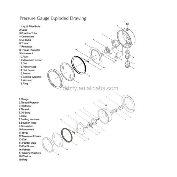 60mm Hydraulic Jack Pressure Gauge Manometer With Back Flange
