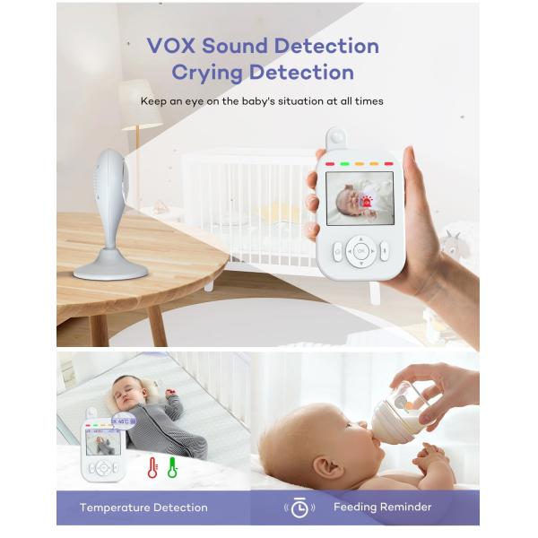 Video Portable Baby Monitor Automatic Night Vision Two Way Intercom Baby Phone 2.8 Inch