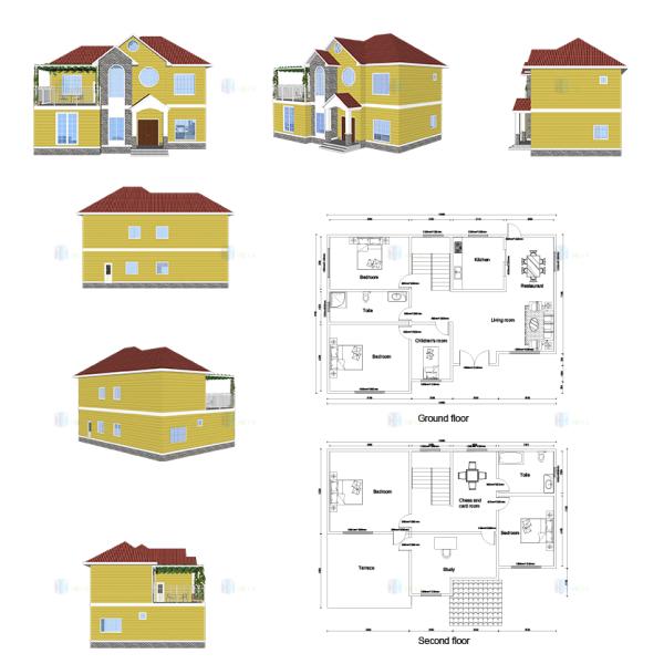 Luxury Villa - (QB12) 2019 New Design Steel Structure Prefab House With Kitchen And Bathroom