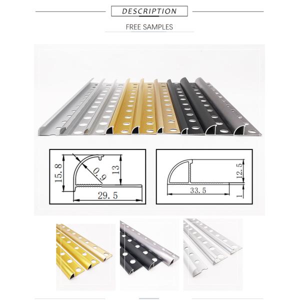 8mm Aluminum Tile Trim Bright Silver Color Metal Profile Edges For Tile