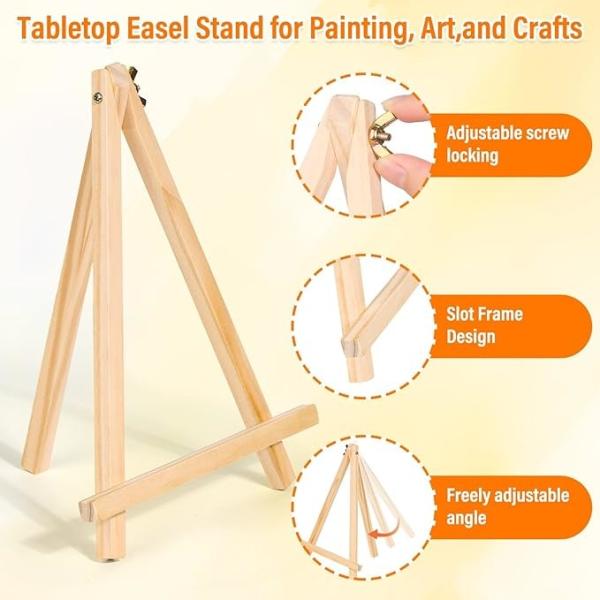 8 X 10 Inch Art Canvas Painting Kits With Wooden Easels Stands For Group Painting Kids