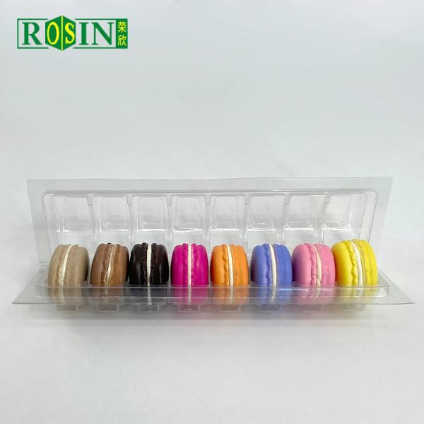 Customized 8 Cavity Macaron Tray Packaging Rectangular Hinged Bottom