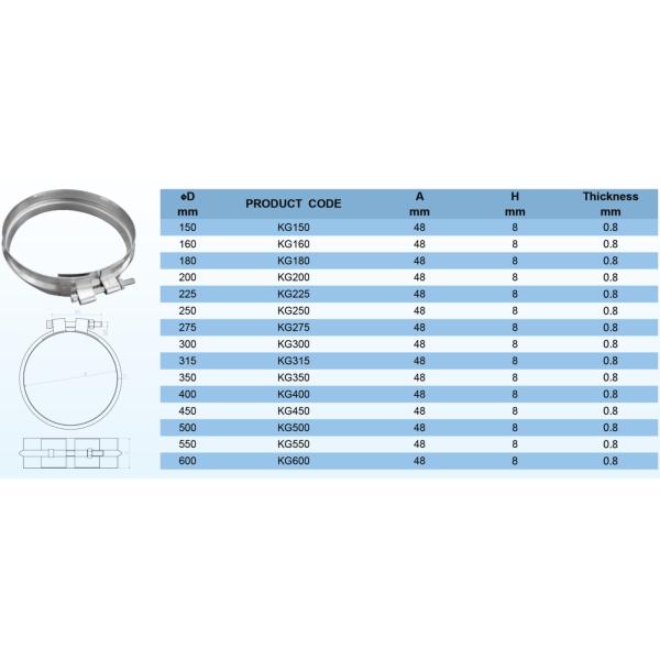 Round 100mm - 600mm Galvanized Steel Pipe Clamp Modular Ducting
