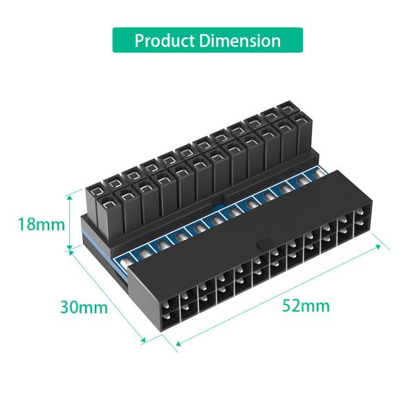 ATX 24Pin 90 Degree 24 Pin To 24pin Power Plug Adapter Mainboard Motherboard Power Connectors Modular For Power Supply