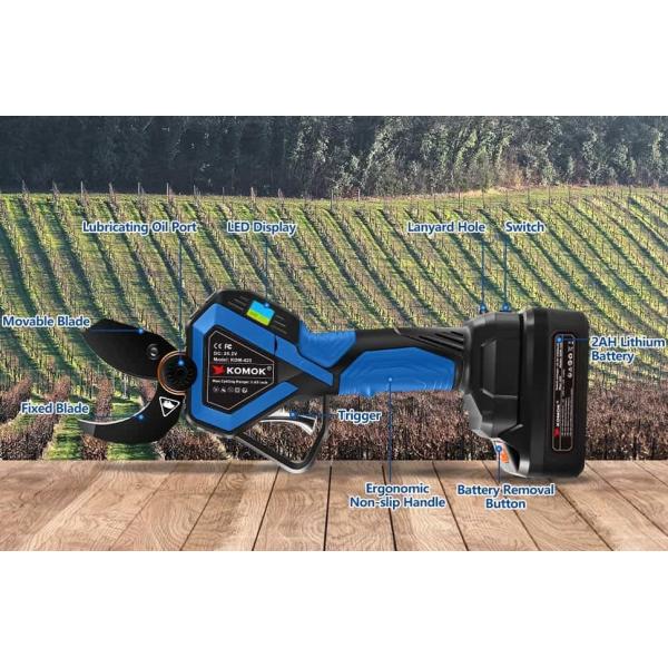 Superior Quality Cordless 42mm Electric Pruning Shears With 2pcs Batteries Brushless Motor