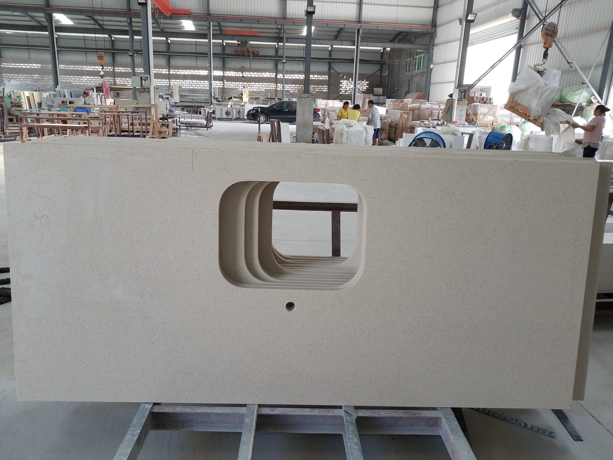 China 93% Quartz Sand Solid Stone Countertops With Beveled Edge wholesale