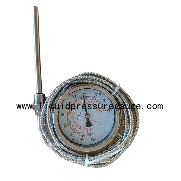 4" Capillary Type Temperature Gauge 3m Stainless Steel Capillary Thermometer