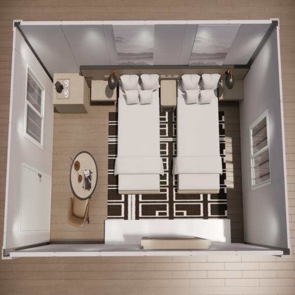 Steel Sandwich Panel Mobile Living Container House 20ft 40ft 2 Bedroom Custom Structure