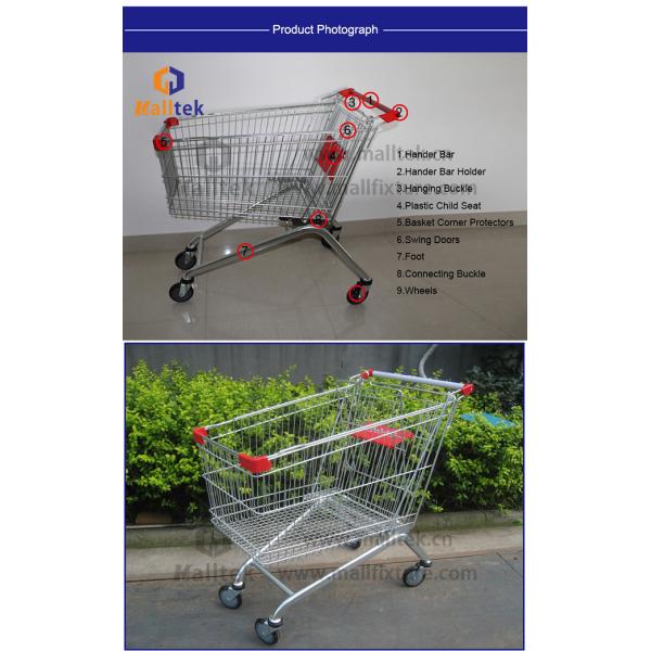 Retail Grocery Store Commercial Shopping Trolley European Style Foldable Trolley Cart