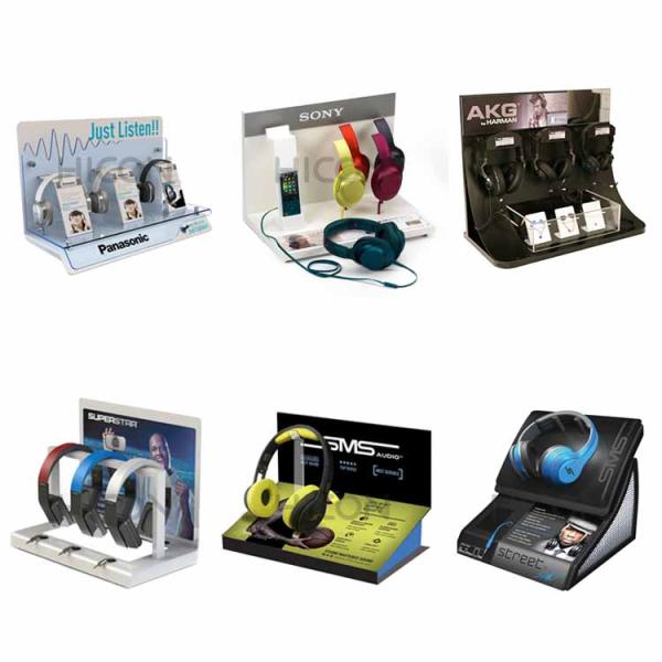 Electronic Store Unit Earphone Display Stand Countertop Acrylic Headphone Rack