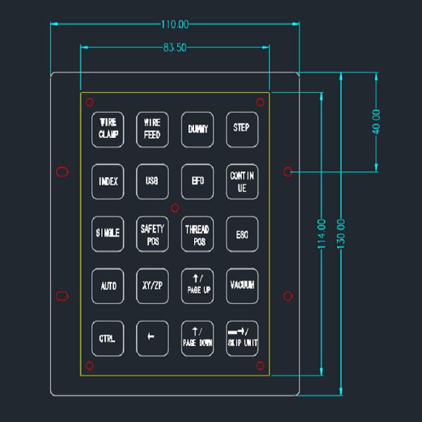 Wireless 20 Stretched Keys 4mm Industrial Numeric Keypad