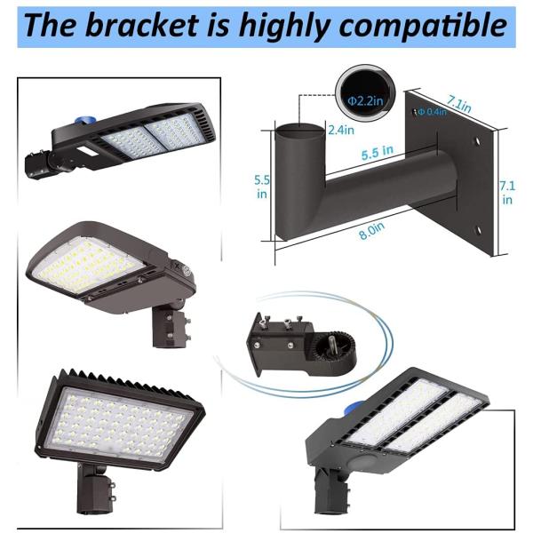 L Shape Bracket Tenon Adaptor for Commercial LED Shoebox Area Lights Hot Dip Galvanized