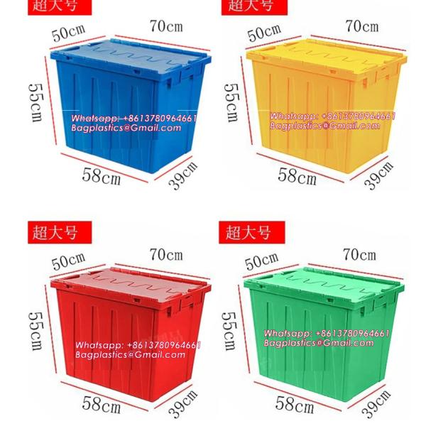 Cargo Transport Plastic Box, Collapsible 35 Liter Heavy Duty Storage Bin / Foldable & Stackable Utility Crate With Attached lockable Lid