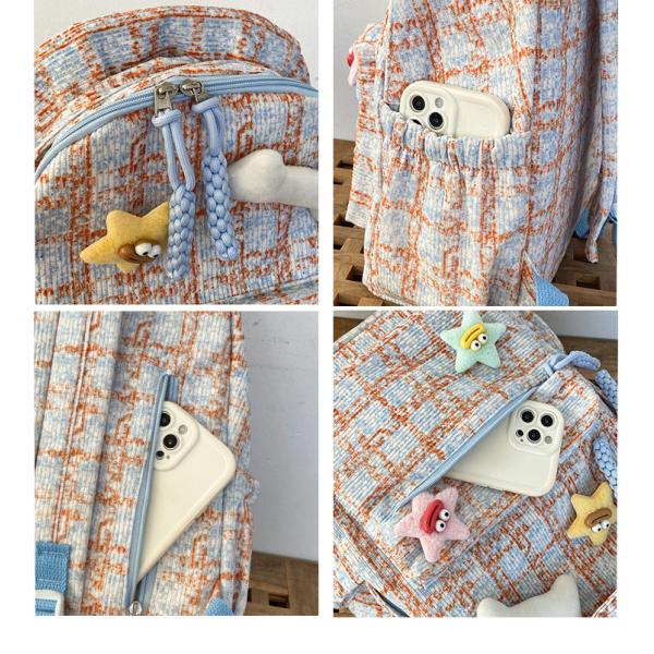 High appearance level small fresh check bag junior high school backpack female college students fall and winter backpack