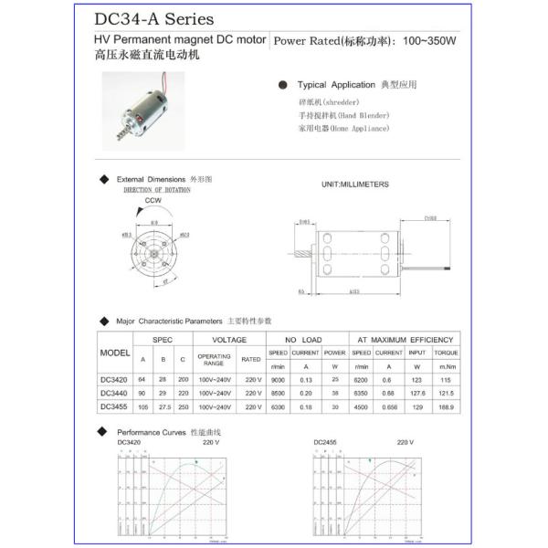 34mm DC Motor Carbon Brush , 6000 Rpm Dc Motor Brushed For Shredding Machine