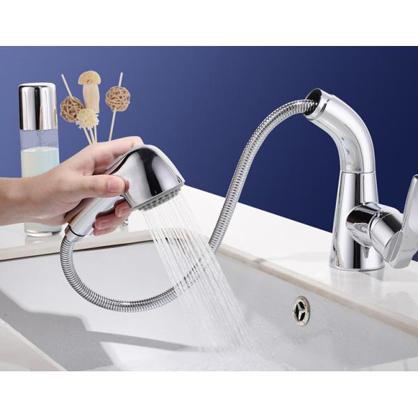 Simple Pull Out Rotary Hot Cold Bathroom Basin Faucet
