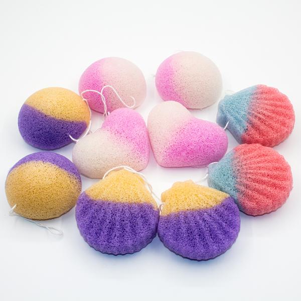 Custom Round Gradient Natural Konjac Sponge 8.5cm*5.5cm*2.5cm