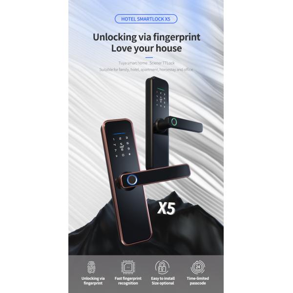 ROHS FCC Smart Deadbolt Wifi Front Door Lock With Keypad Works With APP