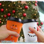 Christmas Disposable Coffee Cups 12 Oz Insulated Ripple Wall Cup With Lid, Xmas