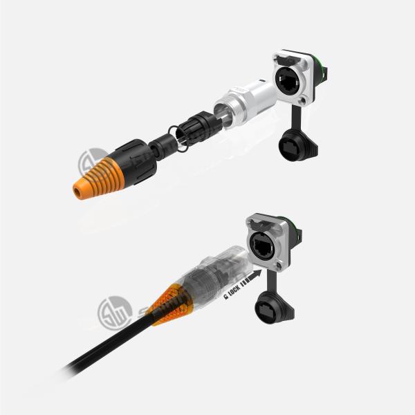 Rj45 Female Ethernet Chassis Connector Industrial IP65 Waterproof