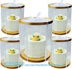 Tall Clear Cake Boxes With Ribbon - Gold Round Clear Cake Box For Birthday Cake