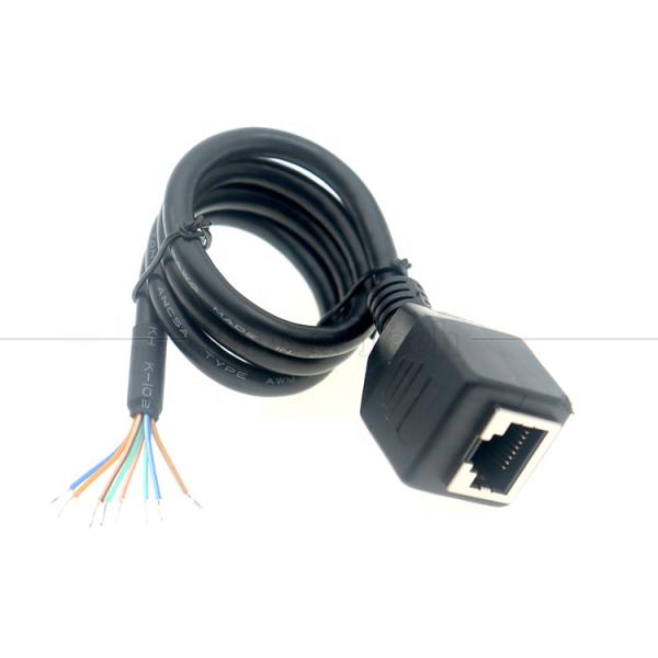 Female RJ45 Jack Socket to Open Tinned Soldering 8 Wires Bare End Pigtail Ethernet Network Patch Lan Cable