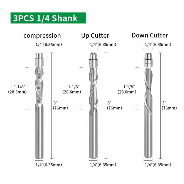 Yingba Online Wholesale Supplier Carbide Nano Coating up Compression Flush Trim Router Bit Wood With Bearing Milling Cutter