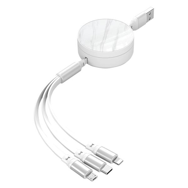 Customizable 3 In 1 Data Cable 66W 1.2M 2A TPE with ABS and Aluminum Alloy Length 100cm/120cm For Mobile Phone Charging