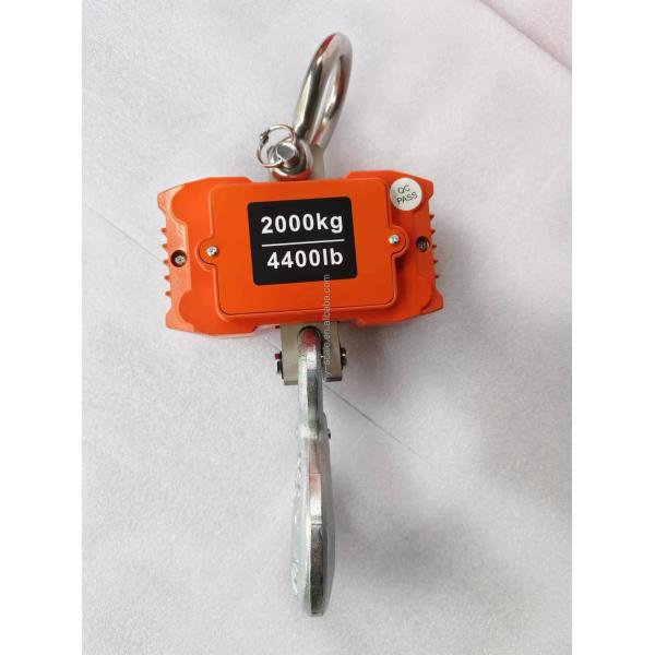 Aluminum Shell Stainless Steel 2-Ton Digital Crane Scale with Battery Powered Remote Control LCD Backlight Orange Blue