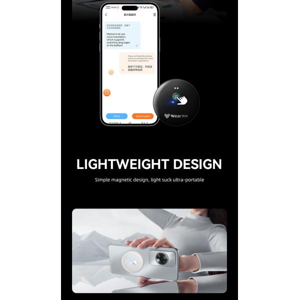 Smart AI Phone Assistant Language Voice Translator Bluetooth-Compatible 5.4 Real-time Face To Face AI Translator