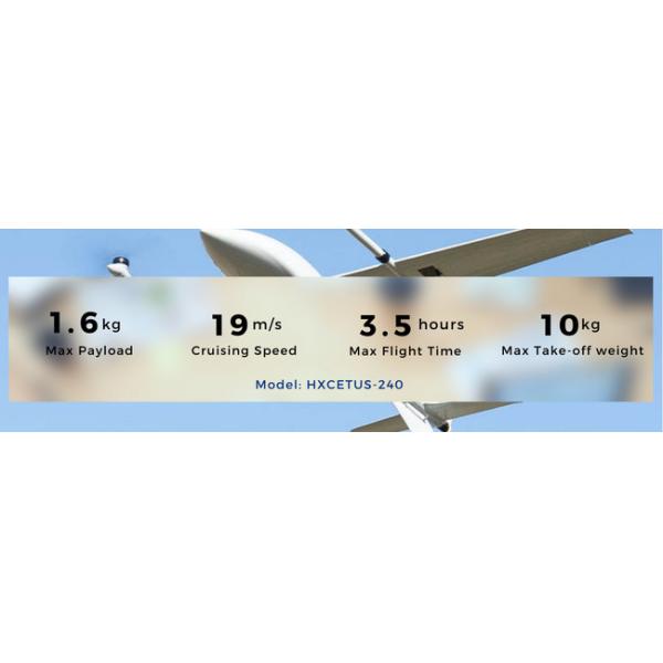 1.6KG Payload Auto Follow Camera Drone 30X Zoom VTOL Fixed Wing Aircraft HXCETUS-240