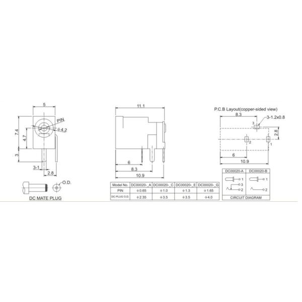 12v Micro Dc Socket Female DC Power Jack Connector