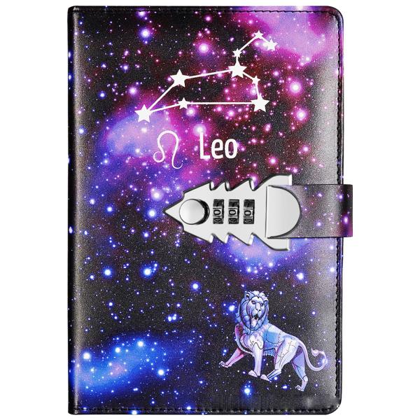 2022 Leather Lock Catch Journal Writing Schedule Notebook For Students 12 Constellation