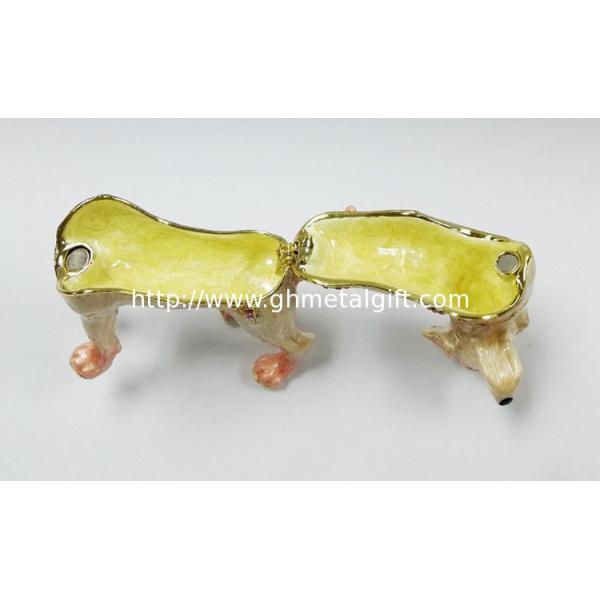 Factory offer New design Pewter Alloy Rhinestone Dog metal jewelry box