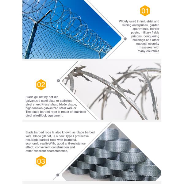 hot dipped Anti Intrusion Concertina Razor Barbed Wire For Fence Waterproof