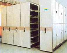 Compact Movable Shelving moving filing cabinet used as book shelf