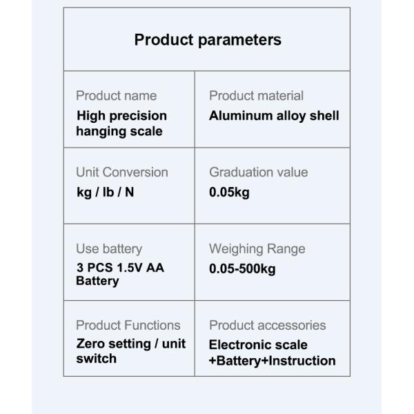 Easy Unit Change Portable Heavy Duty Digital Crane Scale 500Kg/300Kg LCD Backlight Industrial Hook Scales with ABS Plastic