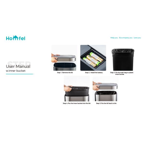 Smart Sensor Automatic 20L 16L Square Touchless Stainless Steel Sensor Trash Bin Intelligent with Batteries Required Yes