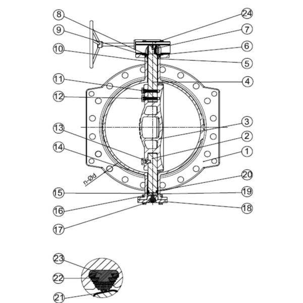 Ductile Iron Double Butterfly Valve , Bearing - CS Base Butterfly Valve Flange Type