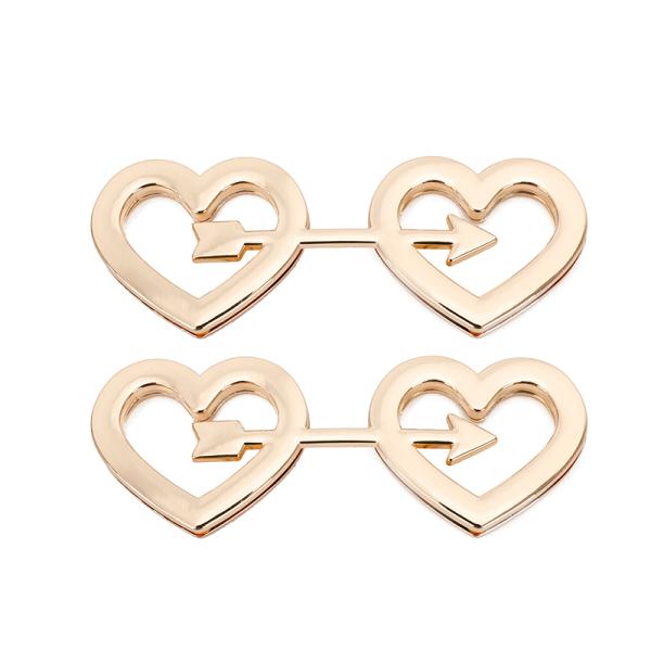 Double Heart Arrow Shape Handbag Lock Hardware Pale Gold Color