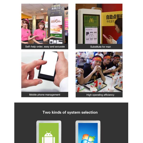 32 Inch Indoor Fast Food Ordering Kiosk For Restaurant