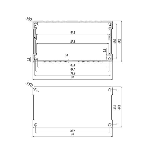 97*50*120mm Aluminum Extruded Aluminum Housing
