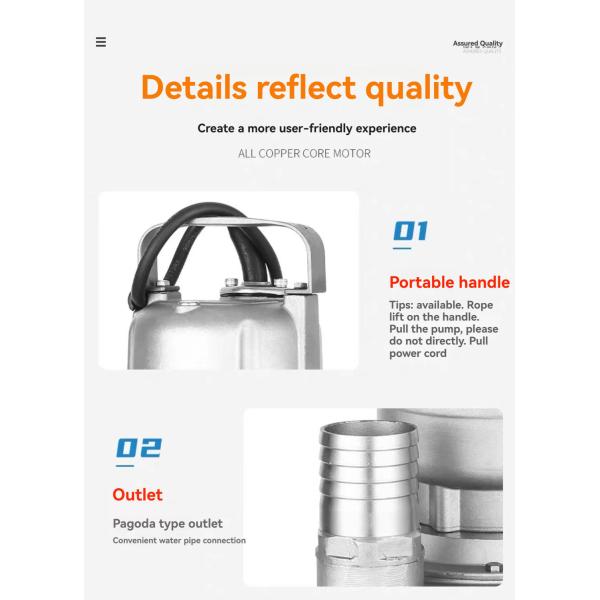 OEM Stainless Steel Sewage Submersible Pump High Lift High Flow Clean Water