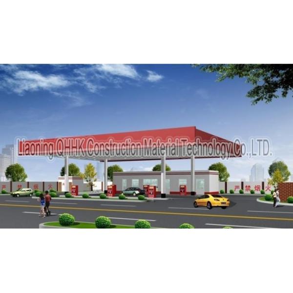 Gas Station Light Steel Roof Trusses with Steel Space Frame Canopy
